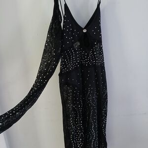 Black Sheer Polka Dot Dress